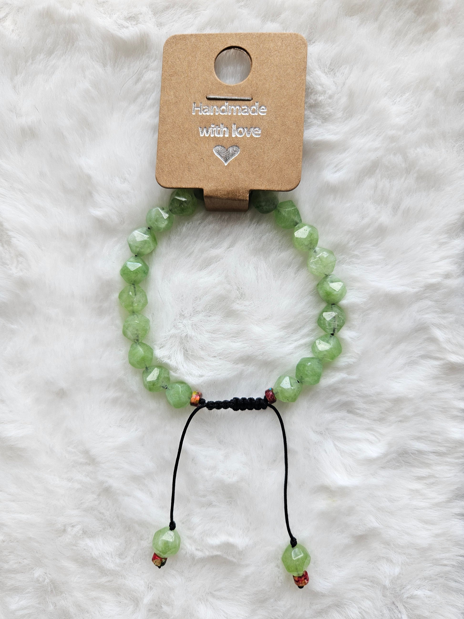 Handmade Faceted Peridot bracelet 8mm