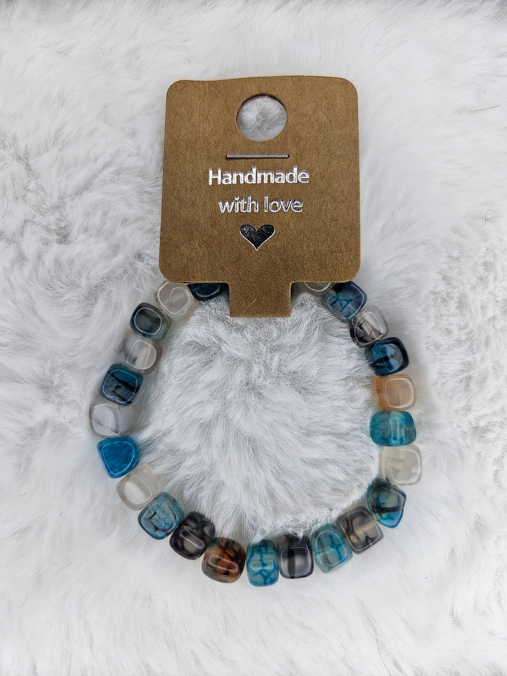 Handmade square bead Agate bracelet