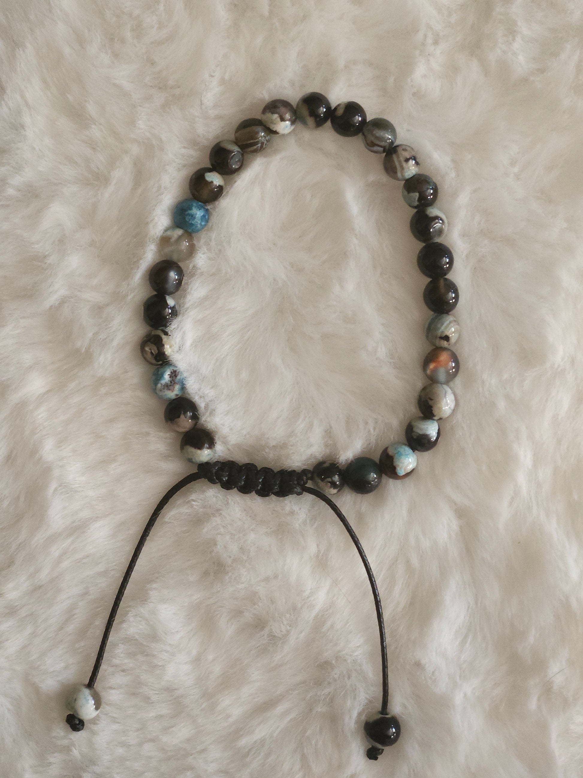 Handmade Blue Fire Agate Bracelet 6mm 16-21cm