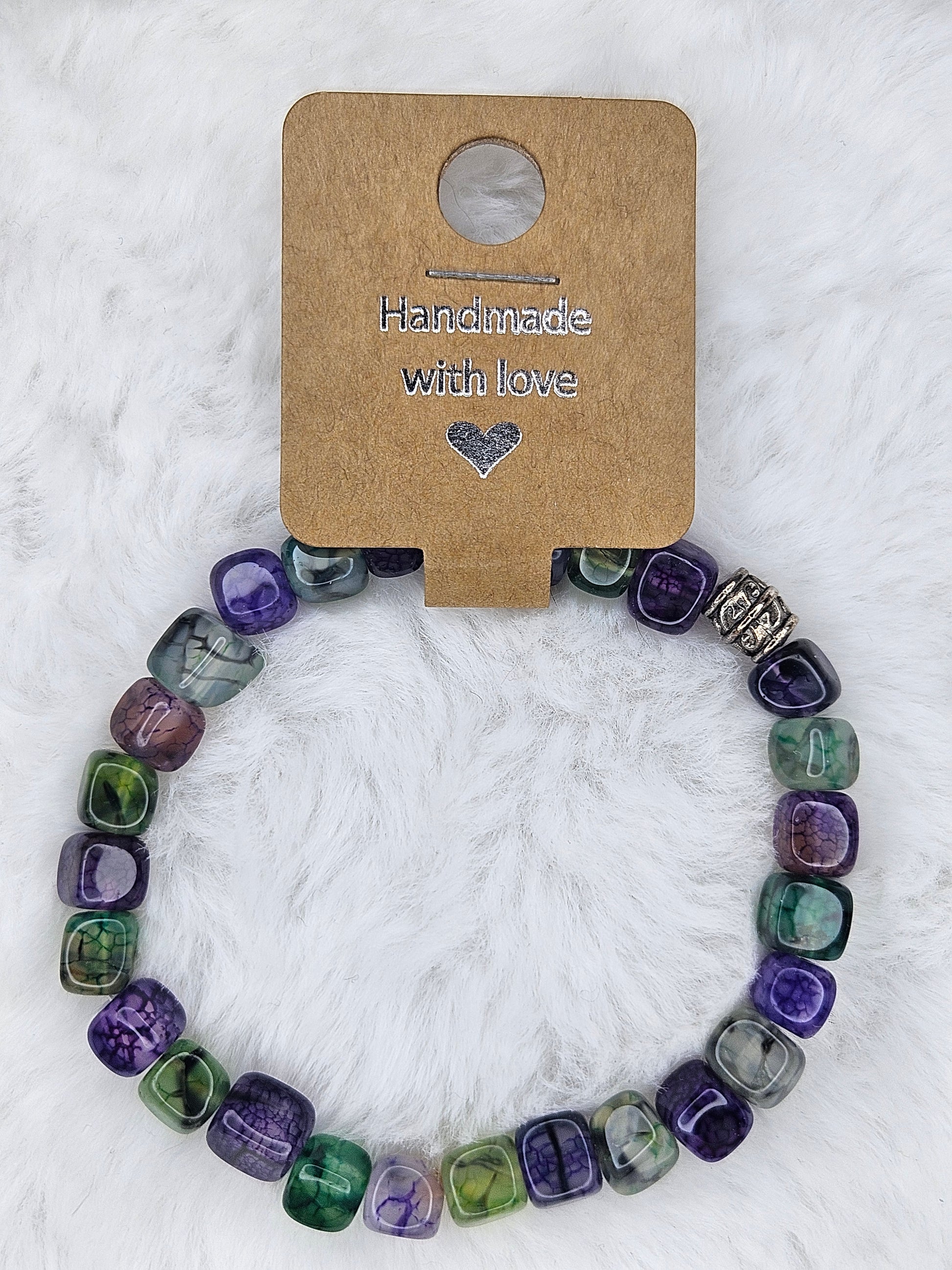 Handmade square bead Agate bracelet