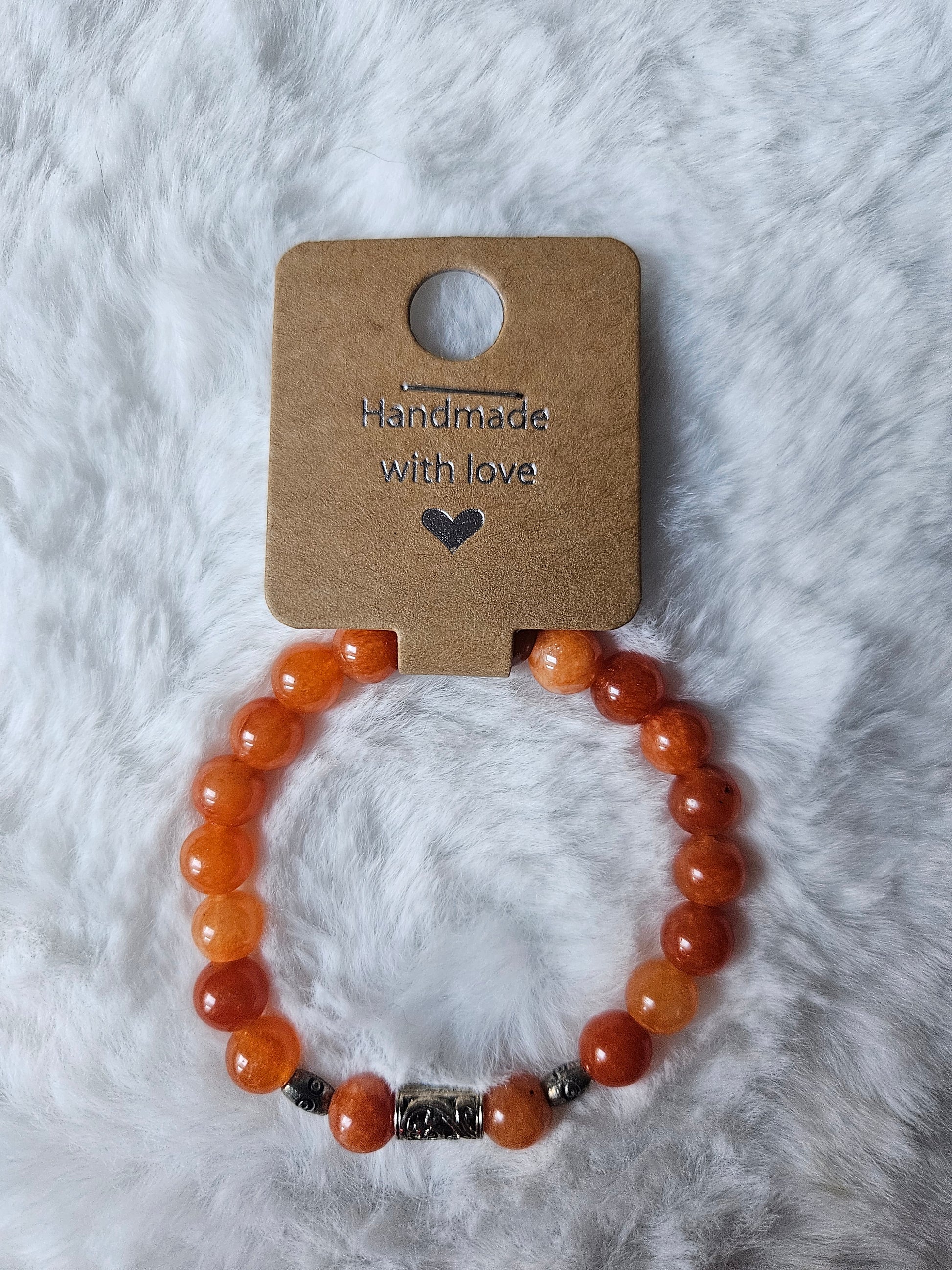 Handmade Orange Moonlight Stone bracelet 8mm