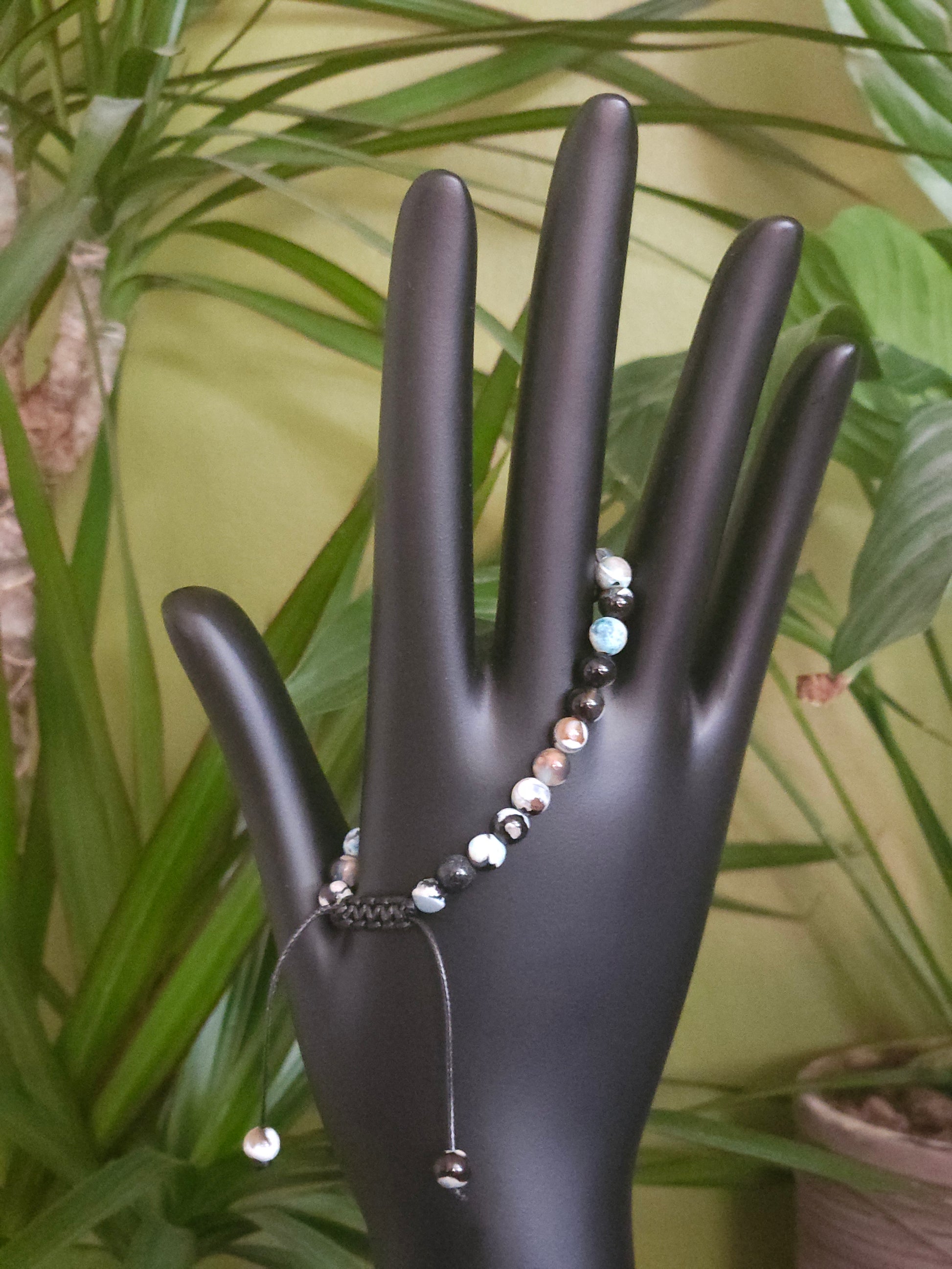 Handmade Blue Fire Agate Bracelet 6mm 16-21cm