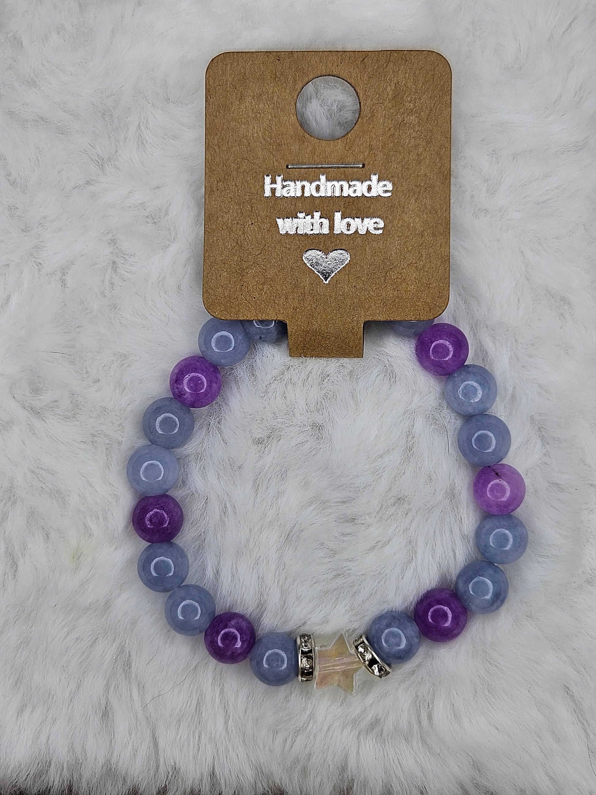 Handmade Aquamarine and Amethyst bracelet 8mm